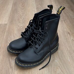 Dr. Martens Black Boots with Yellow Stitching
